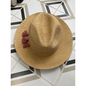 CC Exclusives Wide Brim Hat With Tassels, Tan, One Size